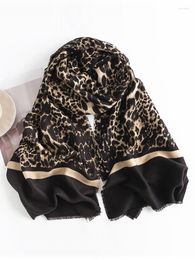 Scarves Fashion 2023 Knitted Imitation Cashmere Women Scarf Headscarf Winter Lady Retro Leopard Scarve Pashmina Mujer Bufanda Wrap Shawl