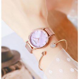 Wristwatches 2023 Women's Luxury Quartz Watch Student Korean Edition Simple Metal Temperament Personalised Waterproof Academy Style