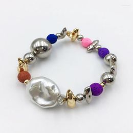 Strand Bohemian Love Heart Acrylic Stone Beads Bracelet Bangles For Women Fashion Irregular Pearl Beaded Geometric Hand Jewellery