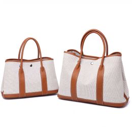 A Garden Party Tote Bag New cowhide with canvas one shoulder messenger bag leather women's handbag garden bean sandbag A7DE