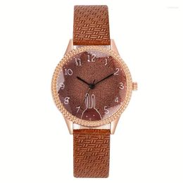 Wristwatches Cartoon Quartz Watch Cute Animal Textured Dial Analogue PU Leather Wristwatch For Women Girls