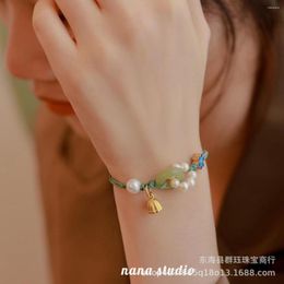 Charm Bracelets Ring Clasp Hand Rope Female Natural An Jade Pearl Bracelet Woven Girlfriends With The Same Antique Style