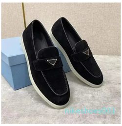 Dress Sneakers Shoes Flat Low Top Suede Cow Leather Suede Moccasins Rubber Sole Gentleman Footwear