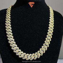 brand fashion woman Hot Selling 14 Mm Yellow Gold Plated Vvs Moissanite Diamond Cuban Necklace Trend Hip-hop Chain for Men