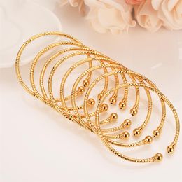 8 eight pcs Bracelet Whole Can Open Fashion Dubai Fine Bangle solid Yellow Gold Jewellery Women Africa Arab Items Assemble2917