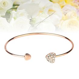 Open Bracelet Newest Two Heart Shape Bracelet Simple Fashion Heart Bangle FemaleRose Gold304Y