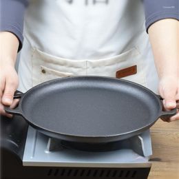 Pans Thickened Cast Iron Binaural Frying Round Bottom Cooking Kitchen Nonstick Omelette BBQ Breakfast Supplies