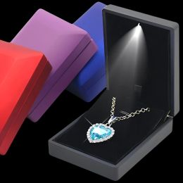 LED Jewelry Box for Ring Necklace Engagement Rings Display Gift Case Packaging Showcase Boxes with Light Storage Cases Wholesale