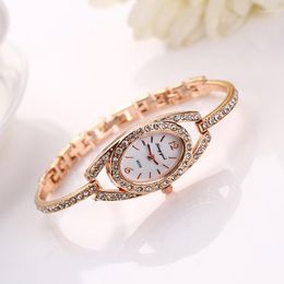 Wristwatches Fashion Women Lady Gold Bracelet Stainless Steel Crystal Quartz Watch Diamond Design Montre Femme Luxe De Marque