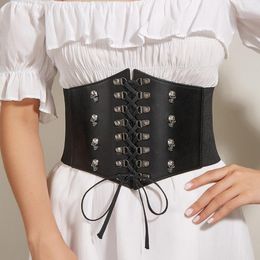 Belts Gothic Mini Skull Decor Women Corset Waist Cincher Body Shaper Girdle Trimmer Extender Streetwear Decorations