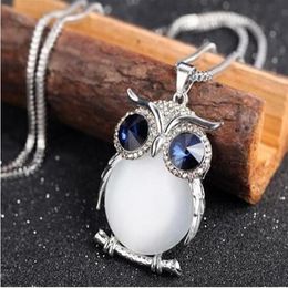 New Style Charmant Women Necklace Owl Pendant Rhinestone Sweater Chain Long Necklaces Jewellery Ornaments Exquisite Torque Trinket G3485