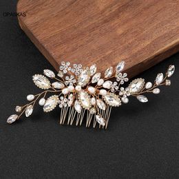 Hair Clips Golden Comb Bride Tiaras Headdress Pearl Crystal Hairpin Fahion Insert Crown Wedding Accessories Trendy Jewelry