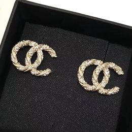 Lucky Charm Designer Gold Earrings Women Earring Loop Drop Party Wedding Crystal Rhinestone Birthday Gift Luxury Classic Brand European American