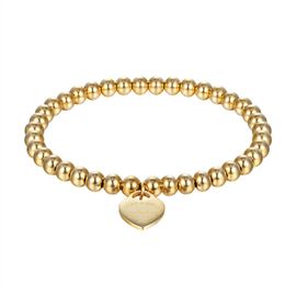Bracelets New Fashion Women Party Jewellery Lover Heart Pendant Stainless Steel Elastic rope Bracelet Bead Chain Woman Bangles273E