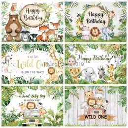 Background Material Jungle Safari Tropical Forest Newbron Baby Shower Birthday Party Photography Backdrop Wild One Animal Custom Background Banner YQ231003