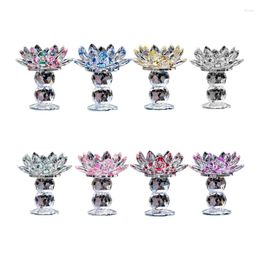 Candle Holders Double Ball Crystal Lotus Flower Holder Temple Decor Ornament For Home Festival Wedding Party Table