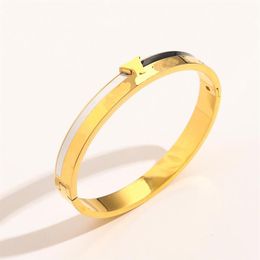High Quality Designer Stainless Steel Charm Bracelets Fashion Mens Womens Brand Letter Steels Seal Annulus Bangle Luxury Gold Plat153F
