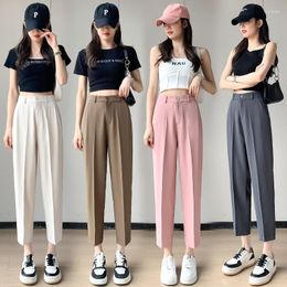 Women's Pants Elegant Suit For 2023 Spring And Autumn High Waist Loose Fit Capri Female Straight-Leg Trousers Black White