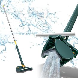 Hand Push Sweepers Self-wringing Triangle Extended Mop 360°Rotatable Hand Free Flat Mop Microfiber Floor Squeeze Washing Lazy Tool Household Cleani 230928