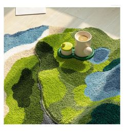 Carpets Green Plant Mosses Tufting Carpet Irregular Soft Tuftted Floor Mat No-slip Rug For BedRoom Decor Bedside Absorbent Floormat