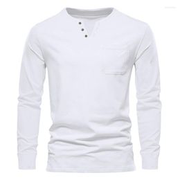 Men's T Shirts Spring Autumn Shirt Fashion Vintage V Neck Long Sleeve Tshirt Men Solid Colour Breathable Casual Tops Tees Man