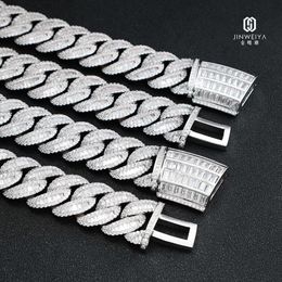 brand fashion woman Hip Hop Necklace Luxury Diamond Silver Heavy Baguette Iced Out Cuban Link Chain