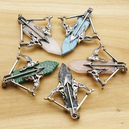 Pendant Necklaces Natural Stone Crystal Agate Cupid's Sword Fashion Simple Necklace Healing Charms Jewellery Gift Accessories Wholesale 8Pcs