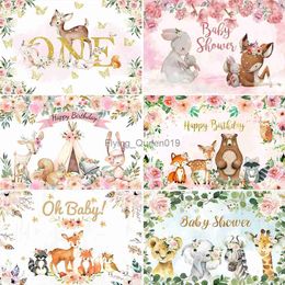 Background Material Laeacco Baby Shower Backdrops For Photography Safari Fox Deer Tent Flowers Baptism Party Customised Photo Background Photostudio YQ231003