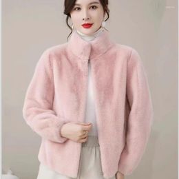 Women's Fur Coat Female Jacket Warm Fashion 2023 Autumn Winter Lady Stand Collar Outerwear Black