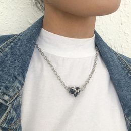 Chains Simple Style Love Necklace Metal Texture Resin Fashion