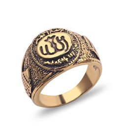 Cluster Rings Vintage Muslim Islamic Ring Alloy High Quality Men Statement Jewellery Middle East Arab Anel Hoop242A