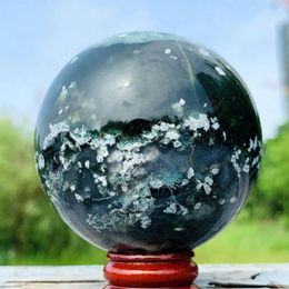 Decorative Figurines Natural Moss Agate Ball Crystal Rock Minerals Have Healing Properties Home Decor Gift For Boyfriend