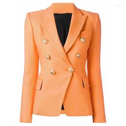 Women's Suits High Quality Est Nice Baroque Designer Blazer Classic Double Breasted Metal Lion Buttons Jacket Outer