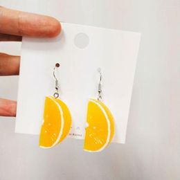 Dangle Earrings Fashion Lemon Orange Resin Stereo Long Earring Summer Fruit Jewellery For Girls Woman Gifts