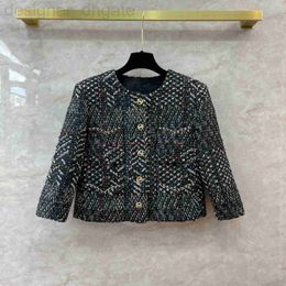 Women's Jackets designer High quality soft tweed outerwear for women's leather edge metal chain woven ribbon small fragrant breeze handmade workshop short top R7JY