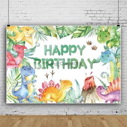 Background Material Cartoon Dinosaurs Party Decoration Background Cloth Photo Booth Props Kids Boys Happy Jungle Safari Dino Birthday Party Backdrop YQ231003