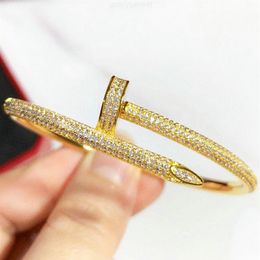 Bracelets Wedding Women 18k Gold Plated Cuff Bracelet Full Diamond Bracelet Jewellery For Lover Valentine's Day Gift with box Q196S