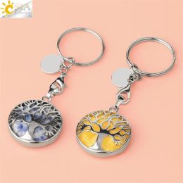 UPS Natural Crystal Personalised Simple Hollow Life Tree Luggage Keychain Keyring Pendant Accessories Foreign Trade Source 10.3