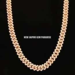 brand fashion woman 10mm Vvs Moissanite Diamond Miami Cuban Chain with 14k Rose Gold Finished in Sterling Silver 925 18 - 26'' Pass the