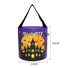 Totes 2023 New Halloween Candy Bag Portable LED with Lamp Pumpkin Light Emitting Tube Illuminating Halloween Candy Bag03stylishyslbags