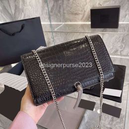 Famous Lady Quality Purse Calfskin Katee Italy Chain Designer and High Tassel Fashion Bag Women Textured Luxury Leather Cosmetic Alligator Handbags 25cm Wkbo