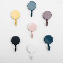 Hooks 10Pcs/Lot Round Small Viscose Hook Strong Self-adhesive Door Wall Candy Color Home Accessories Kitchen Bathroom Shelf