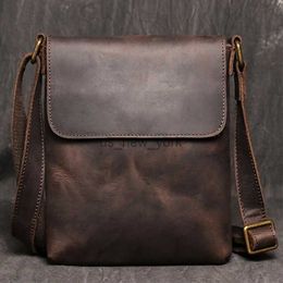 Totes High Quality Messenger Bag For Men Genuine Leather Crossbody Bag Male Easy Travel Shoulder Bag for Tablet Men's Leather Handbag 240407