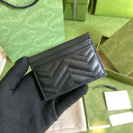 Designer Wallet Fashion lambskin leather mini Card wallet Woman MINI Wallet Purse Color lambskin W veins Luxury Wallet Black With Box 443127