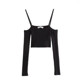Women's Tanks BMZRLJY Girl Pure Desire Sling Vest Female Summer Show Thin Sexy Off-shoulder Long Sleeve Inside Take Short Style Top