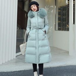 Women's Trench Coats 2023 Large Fur Collar Parkas For Women Winter Oversized Long Casual Snow Thicken Warm Sleeve Jackets