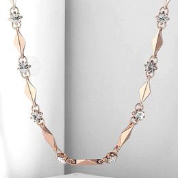 Chains 585 Rose Gold Colour Necklace For Women Girls Cubic Zircon Link Chain Necklaces Female Party Wedding Jewellery Valentines Gift