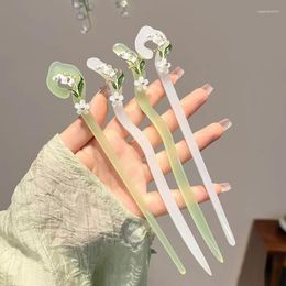 Hair Clips Vintage Magnolia Flower Sticks For Women Chinese Style Simple Fork Disc Hairstick Chopstick Hairpins Headdress
