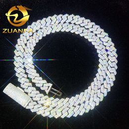 brand fashion woman Hot Selling Pass Diamond Tester 925 Sterling Silver Hip Hop Jewelry 10mm 2 Rows Iced Out Vvs Moissanite Cuban Link Chain
