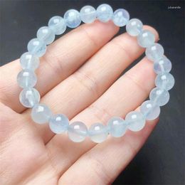 Link Bracelets Natural Aquamarine Bracelet String Charms Fashion Personalized Men Women Gemstone Jewelry Lovers Gift 1pcs 8mm